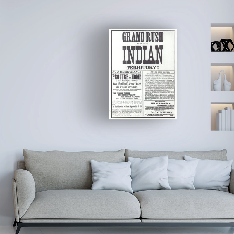 «American School», art sur toile Grand Rush For Indian Territory, H 47 po x l 35 po