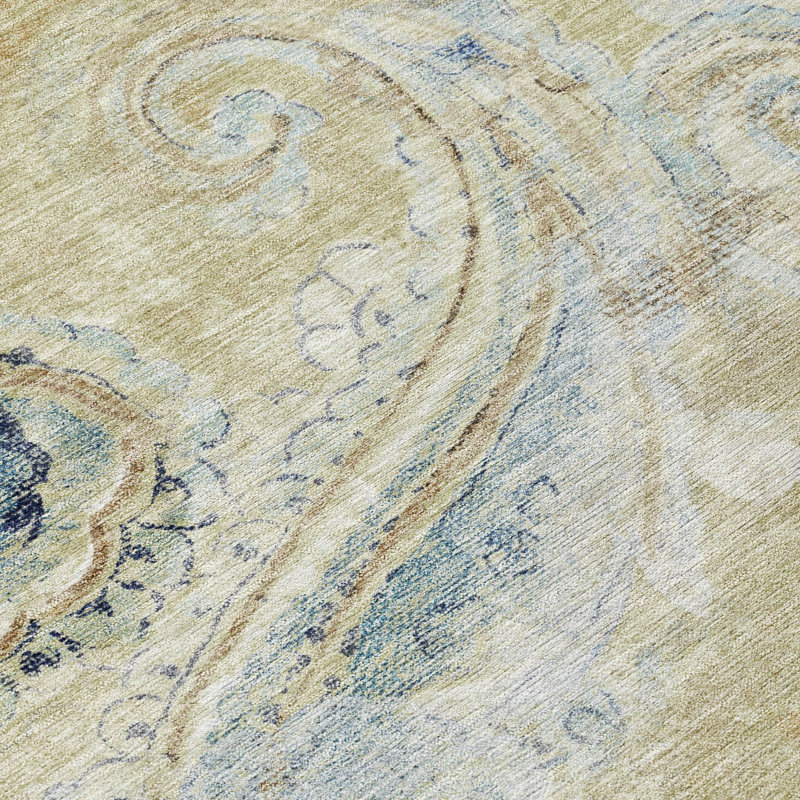 Machine Washable Indoor/Outdoor Chantille ACN2748 Paisley Rug, Wheat, 5' x 7'6"