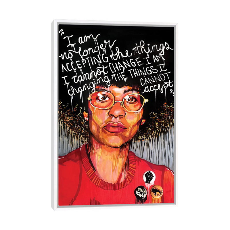 Angela Davis - impression d'art graphique, Pas de tapis, H 26 po x l 40 po x 1,5 po, Toile blanche encadrée