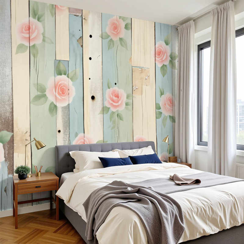 Papier peint adhésif auto-adhésif moderne L 96 po x l 69 po Pez and Stick pour chambre à coucher, L 96 po x l 69 po