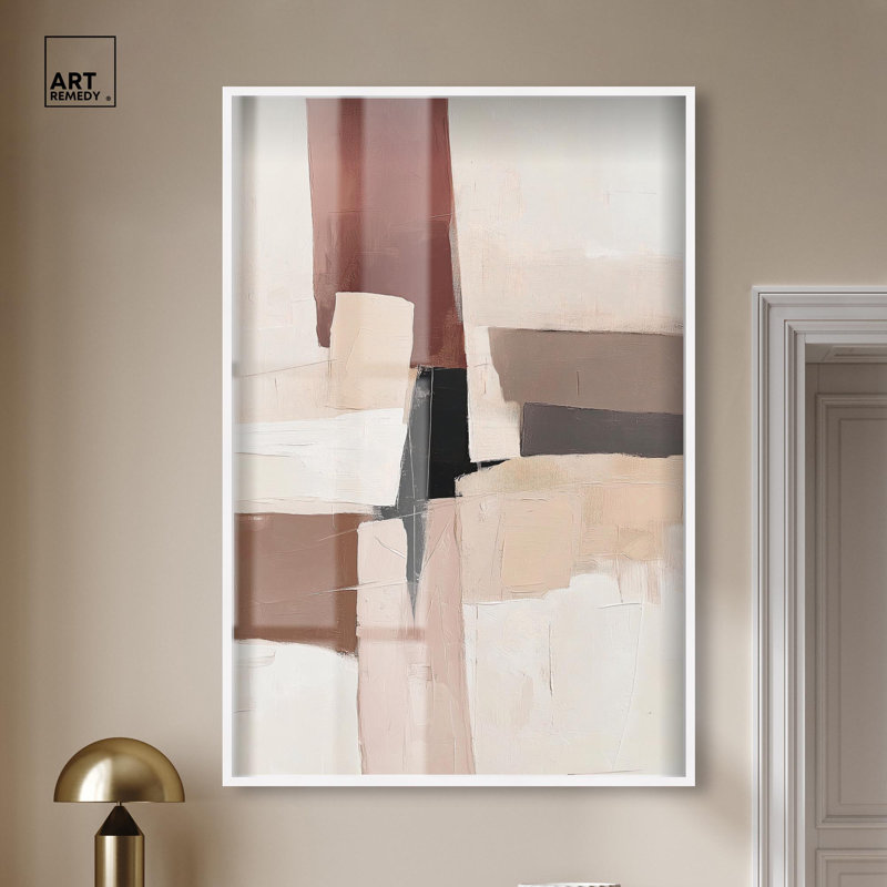 Décoration murale Boho "Plaster Collage III" par Art Remedy, cadre blanc, 37 x 55, H 55 po x l 37 po, Cadre blanc