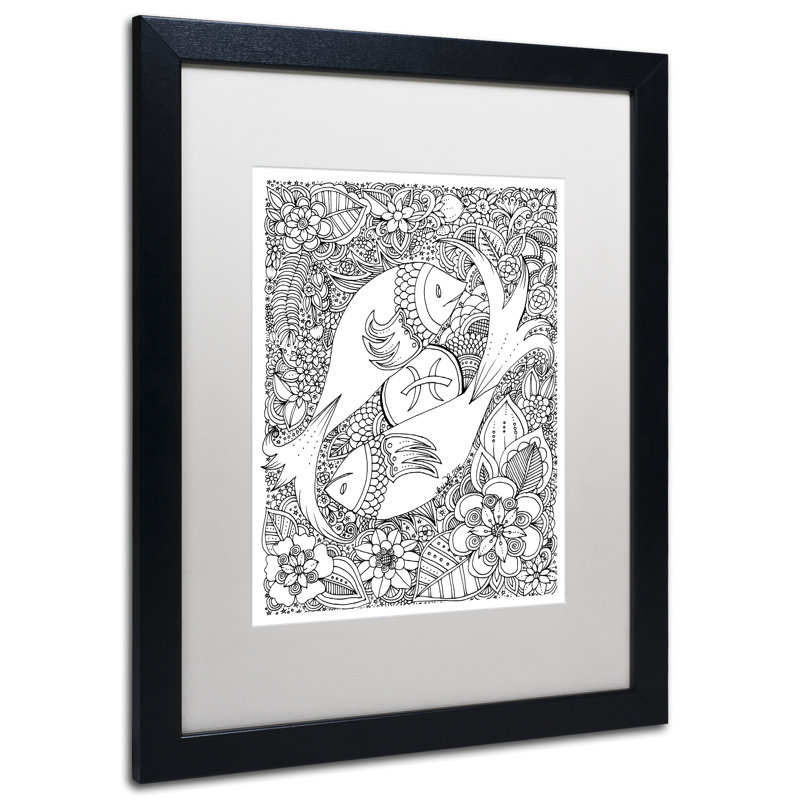 " Fish " by KCDoodleArt, White, 20" H x 16" W x 0.5" D