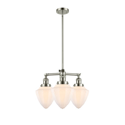 Balle - 3 lumières - 20 po - Nickel poli - Tige suspendue - Lustre