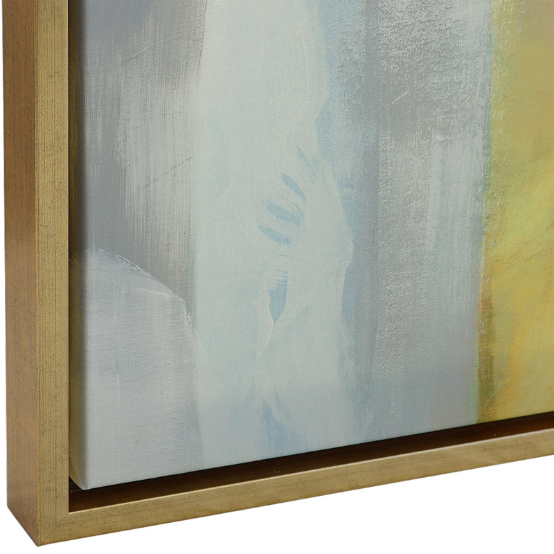 Large Multicolor Abstract Canvas Print with Gold Frame