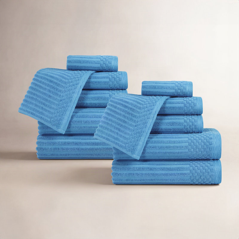 Ensemble de serviettes 12 pièces 100% coton Ruvins, Azure