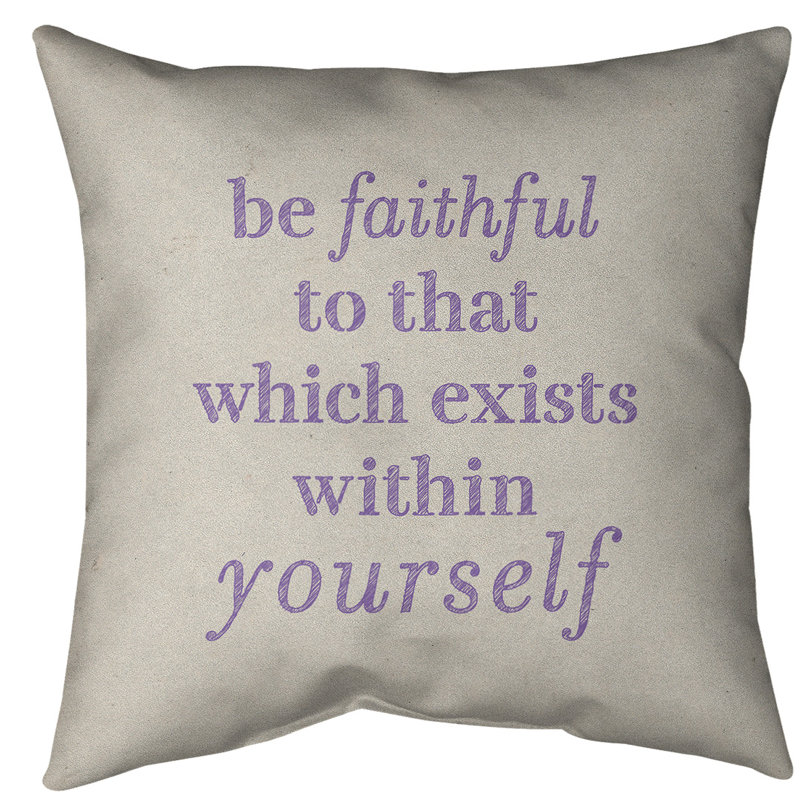 Coussin de sol be loyal to yourself, H 28 po x l 28 po, Blanc/mauve