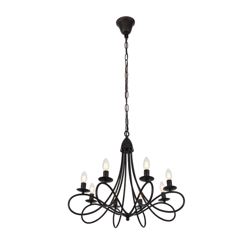 Macarthur 8-Light Dimmable Steel Candle Style Chandelier, Dark Bronze