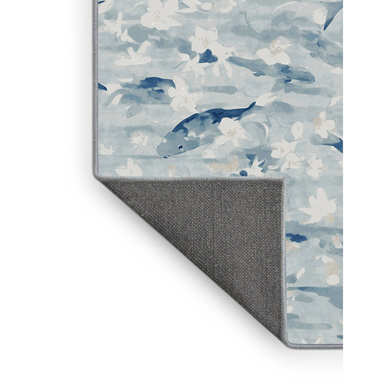 Tapis bleu soyeux et moelleux, Rectangle 5 pi x 7 pi