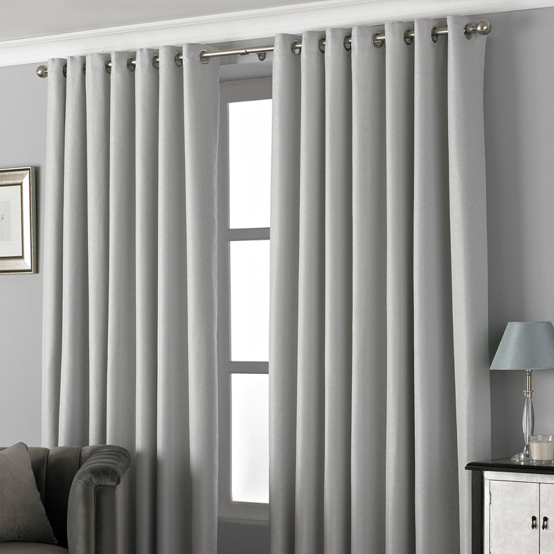 Room Darkening Curtain Pair, Silver, 229cm H x 229cm W
