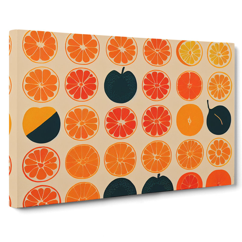 Retro Orange Fruit Slices - Wrapped Canvas, 35cm H x 50cm W x 3cm D