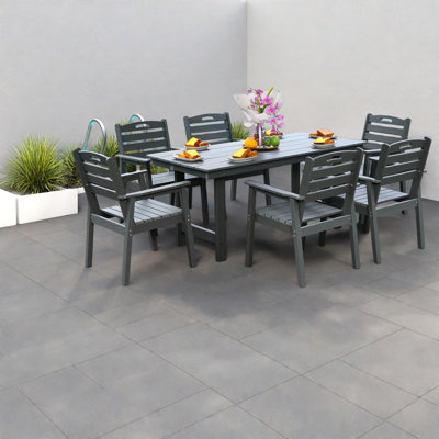 Durable Hdpe Patio Dining Set, Grey Modern Style For Outdoor Use