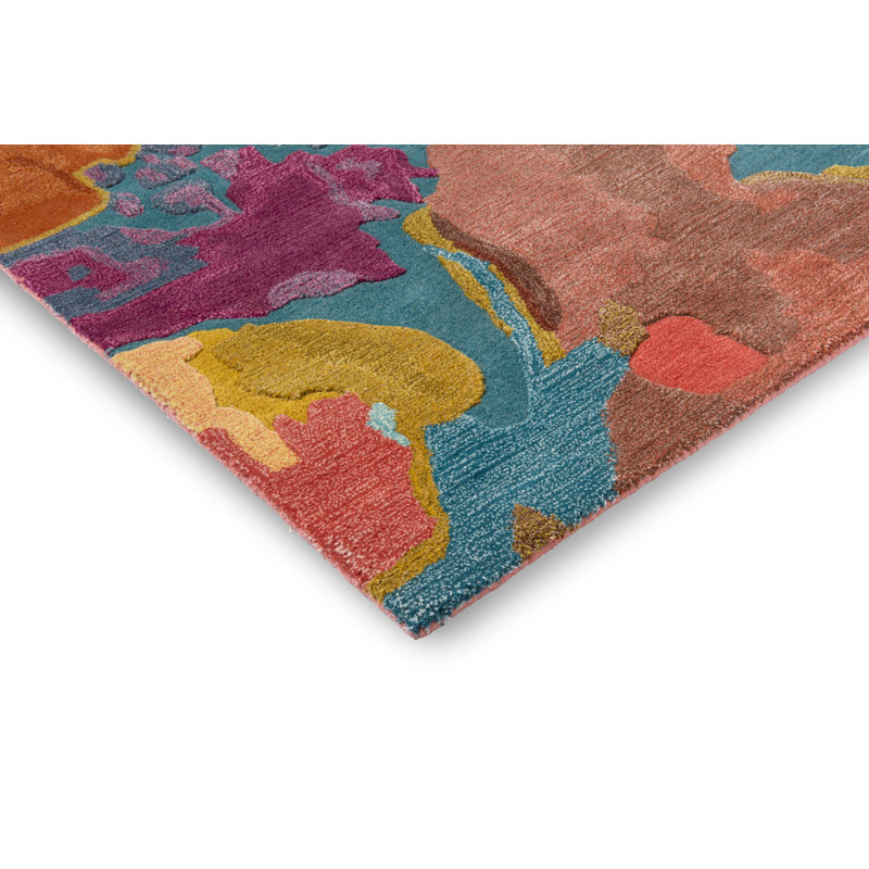 Foresta Hand Tufted Wool/Viscose Abstract Area Rug in Rosewood/Huckleberry, Rectangle 4'7" x 6'7"