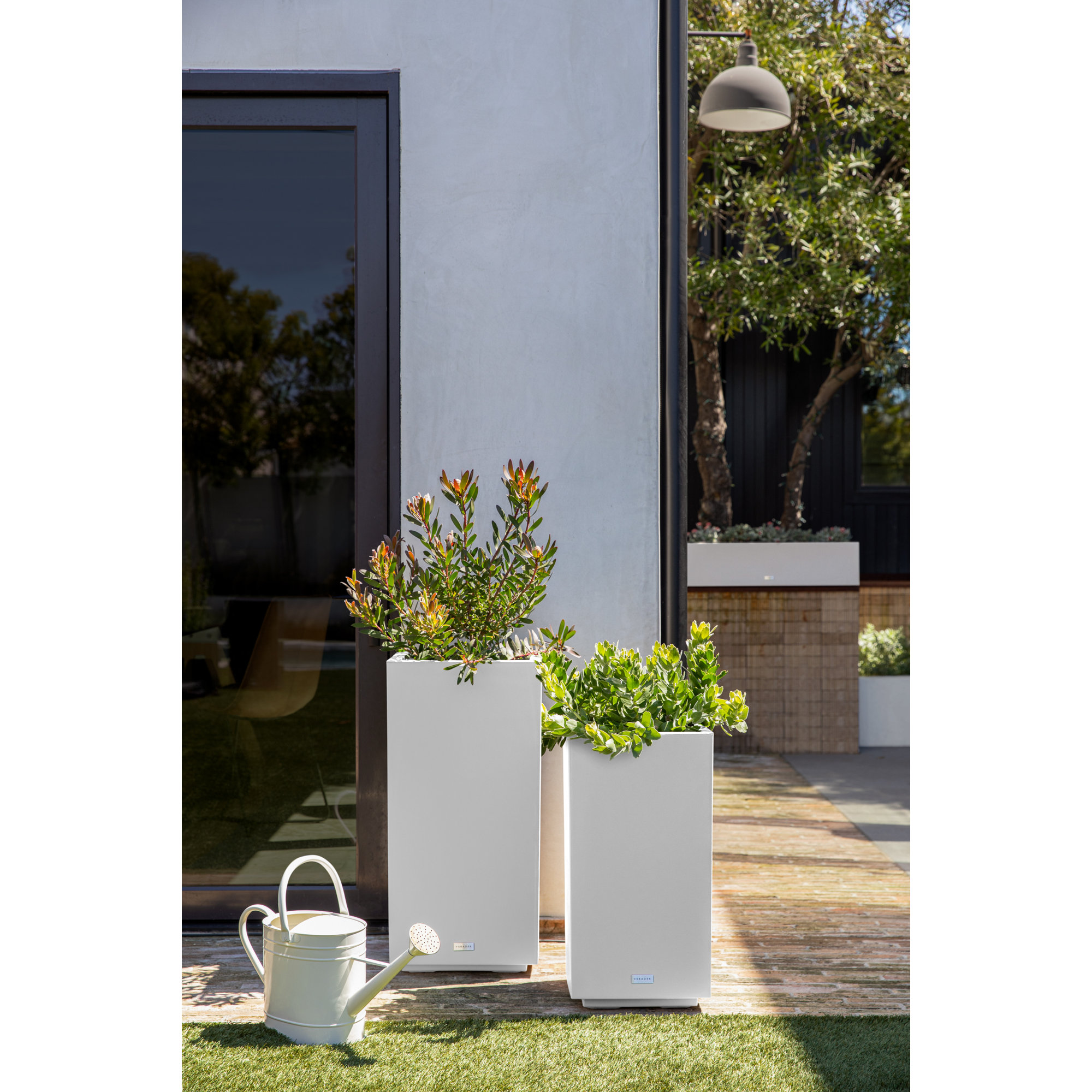 Block Series Pedestal Planter, 26” H x 13.5” W x 13.5” D, White