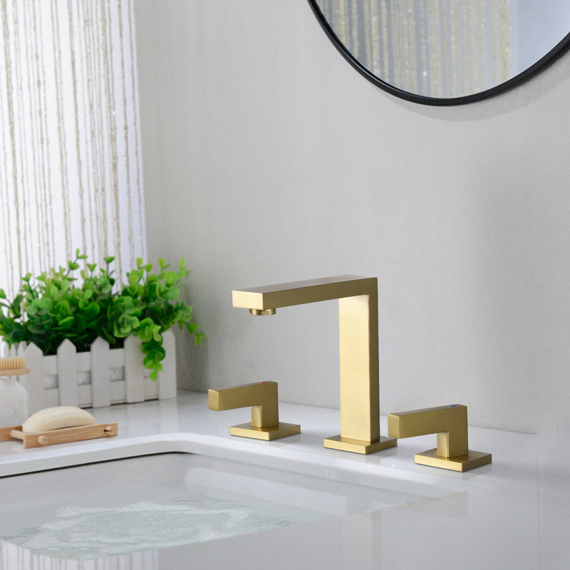 Widespread 2-handle Bathroom Faucet, Brushed Gold