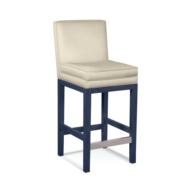 Upholstered Stool, Ivory Crypton Performance; 0886-91, Nickel Finish