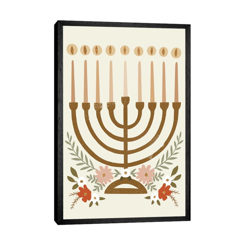 Natural Hanukkah Collection II by Victoria Barnes - Gallery-Wrapped Canvas Giclée on Canvas, Black Floated Frame