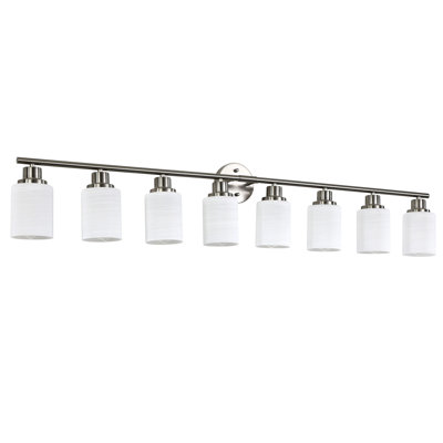Modern 8- Vanity Wall Fixture, Brushed Nickel And Frosted Glass, For Bathroom & Hallway Lighting, , Comfortable , Simple To Install Lamp, Glass Shade, Suitable Bathroom, Hallway, Bedroom, Material,