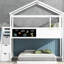 Lit superposé simple au-dessus d'un lit double blanc avec rangement efficace et tableau noir inspirant-1814119450