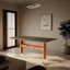 Sicilee 31.4 " Rectangular with Solid Wood and Stainless Steel Base Dining Table