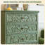 Vintage-Inspired Ginkgo Leaf Carved Accent Chest
