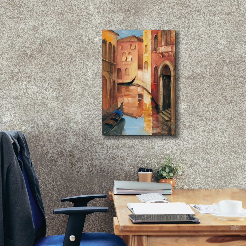 «Morning On The Canal 2» par Albena Hristova, art mural sur toile 18 po x 26 po