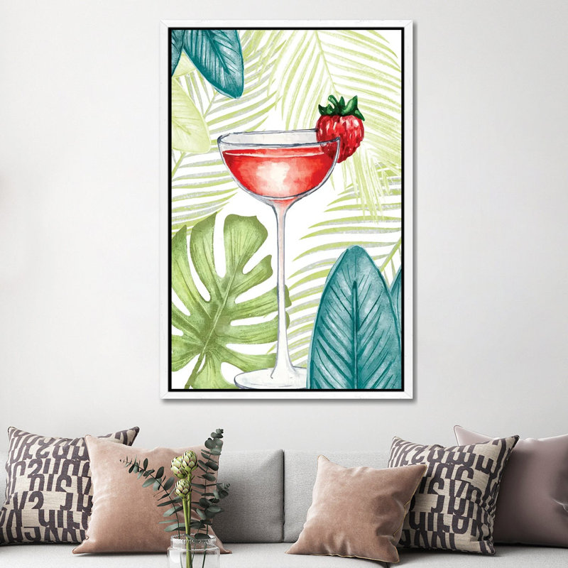 Cocktail Palms I by Kimberly Allen - Gallery-Wrapped Canvas Giclée on Canvas, 152.5 cm H x 101.5 cm W, White Floater Framed