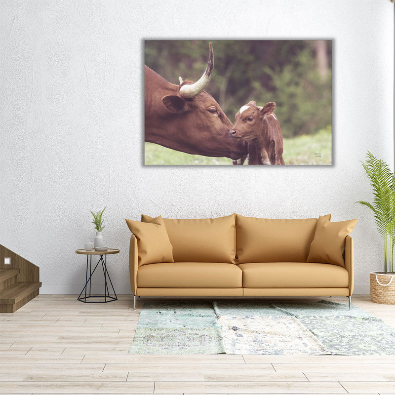«Longhorn Jumelage», reproduction d'art sur toile, H 32 po x l 48 po