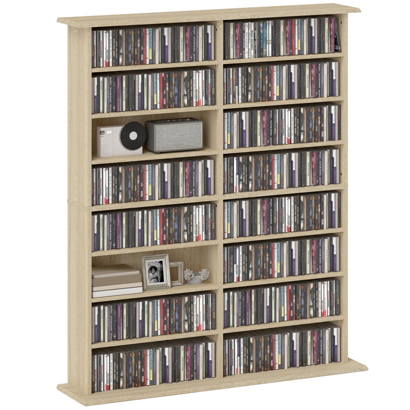 123.7cm H Media Shelves, Natural, 123.7cm H x 106.5cm W x 24cm D
