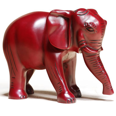 2 Pcs Red Feng Shui Elephant Statues, Trunk Up/Down Figurines for Wealth & Luck, Home Office Decor, Ideal Birthday Gift for Mom & Women