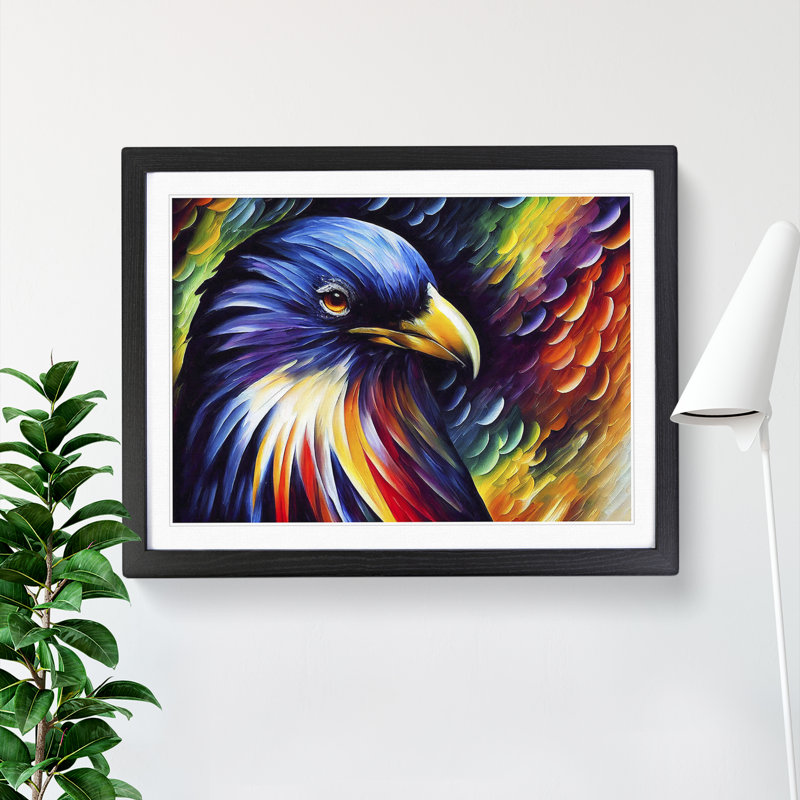 Raven Bird Vol.2 Abstract 1 Piece Single Picture Frame Painting, 34cm H x 46cm W x 2cm D, Black