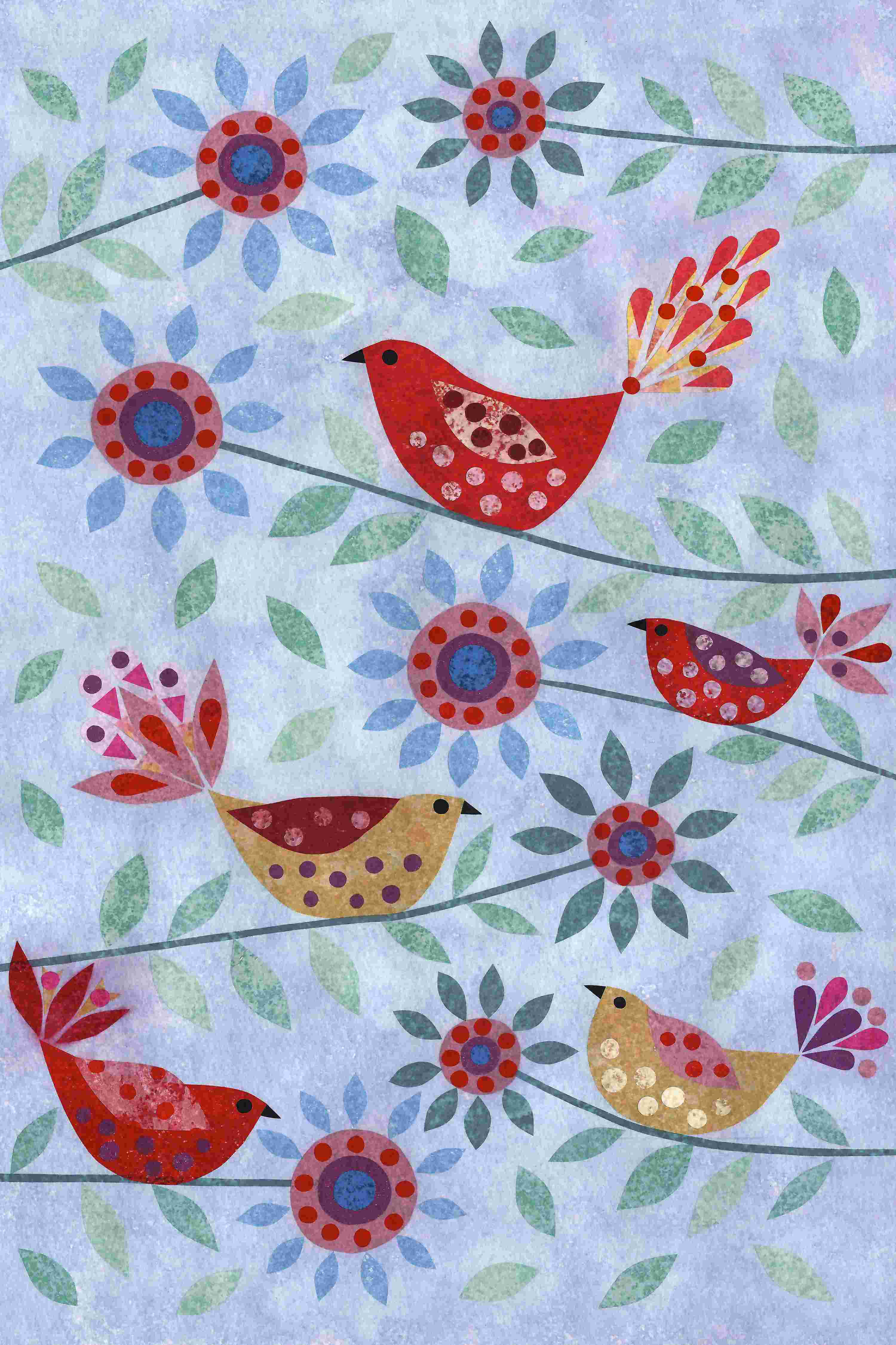 Zoomie Kids Five Birds by Kim Conway - Wrapped Canvas Painting | Wayfair