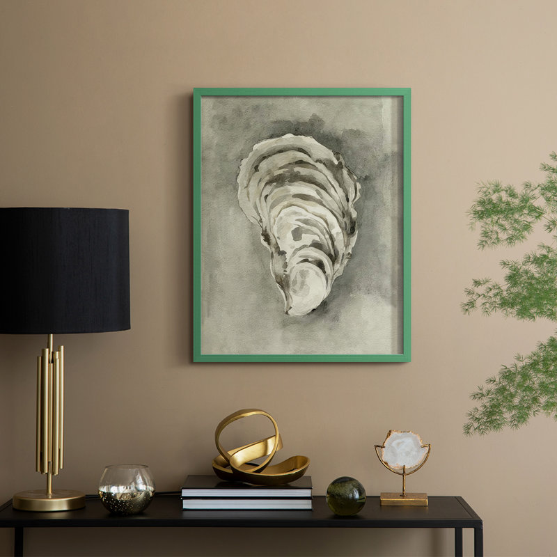 «Neutral Oyster Shell II», reproduction encadrée - bois massif, H 15 po x l 12 po, Vert