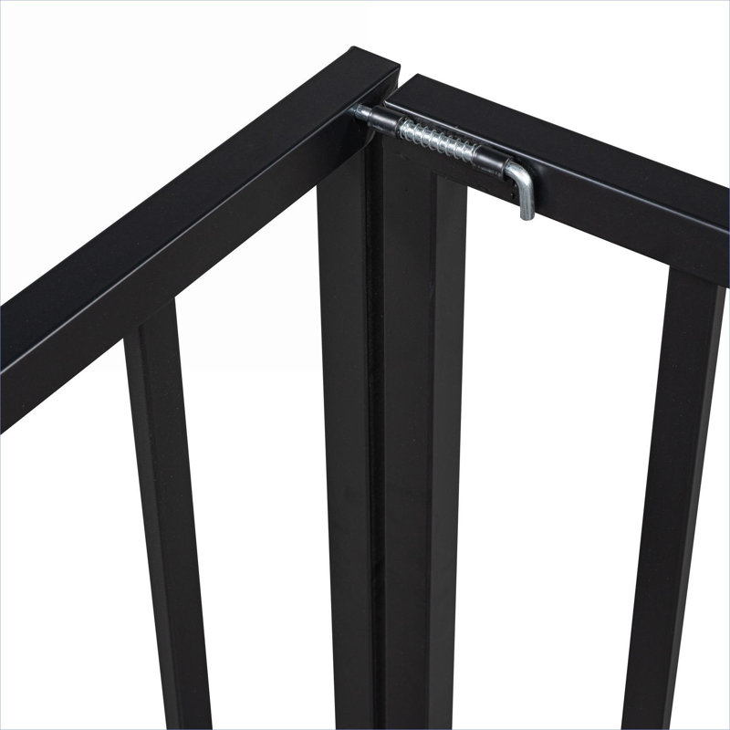 Structure de lit simple pour chambre d'enfant avec structure en métal noir profond et barrière de sécurité