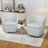 Classic Tuffted Upholstered Swivel Barrel Chair with Unique Recessed Arms