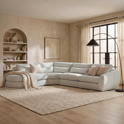 139'' Modular Sofa With Ergonomic Design And Plush Feather-Blend Cushions