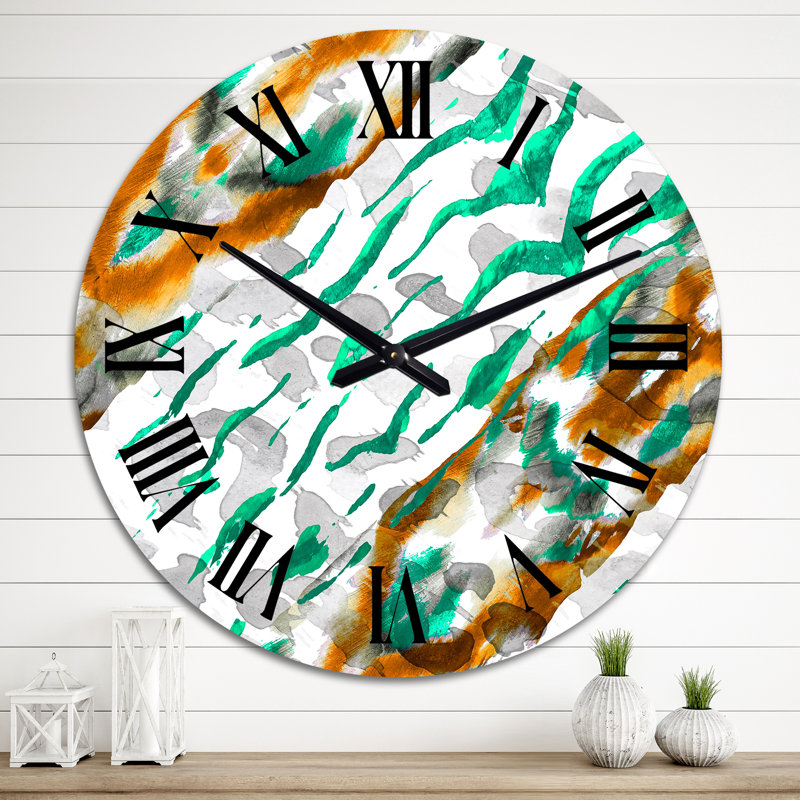 Green and Brown Waves - Patterned Wall Clock, Oversized