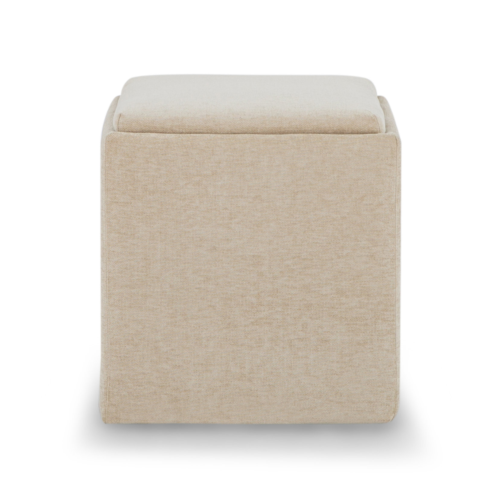 18" Storage Ottoman Cube, Honeycomb Taupe Chenille
