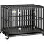 Cage pour chien avec structure en métal et roues rotatives verrouillables Base de chenil robuste amovible et lavable, 45 po x 29,5 po x 35 po, pour les grandes races