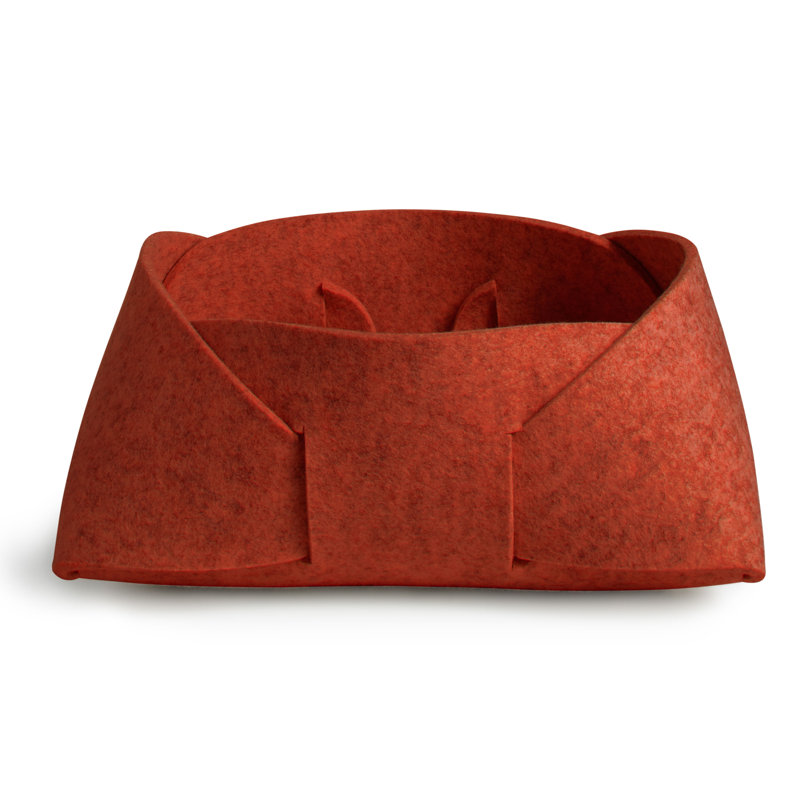 Double Tuck Fabric Decorative Basket, Tomato, 7" H x 19" W x 16" D