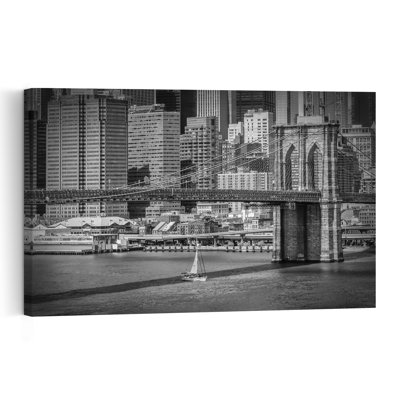 Pont de Brooklyn, voilier, architecture contemporaine abstraite, affiche murale