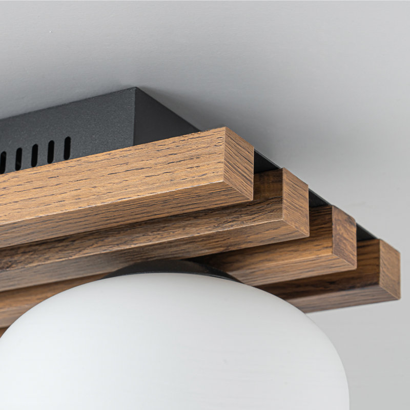 Plafonnier encastré en bois à 3 lumières