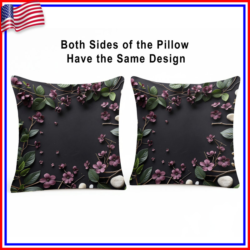 Coussin décoratif fleurs, coussins double face floraux, 18 po x 18 po
