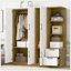 Armoire de rangement à 3 portes en bois pour chambre à coucher avec tablettes et 2 tiroirs, tablettes de rangement latérales-1282861971