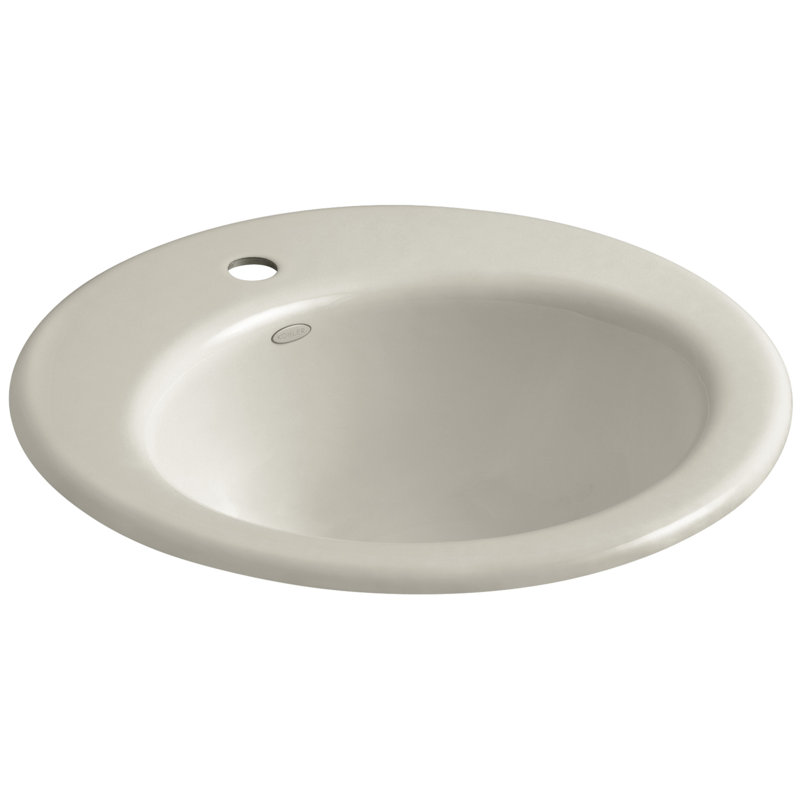 Radiant Metal Circular Drop-In Bathroom Sink with Overflow, Basalt, Single Hole