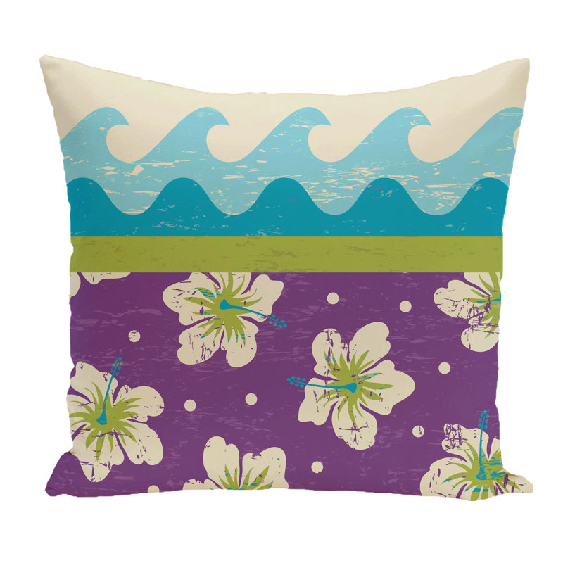 Surf, Sand, & Sea Square Pillow Cover & Insert, 18" H x 18" W, Purple