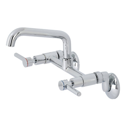 Kingston Brass Concord Double-Handle 2-Hole Wall-Mount Bridge Kitchen Faucet