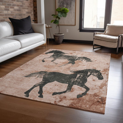 Machine Washable Indoor/Outdoor Cinead ACN1717 Paprika Rug