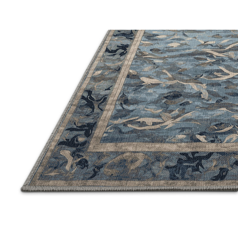 Machine Washable Gray Area Rug, Round 3'