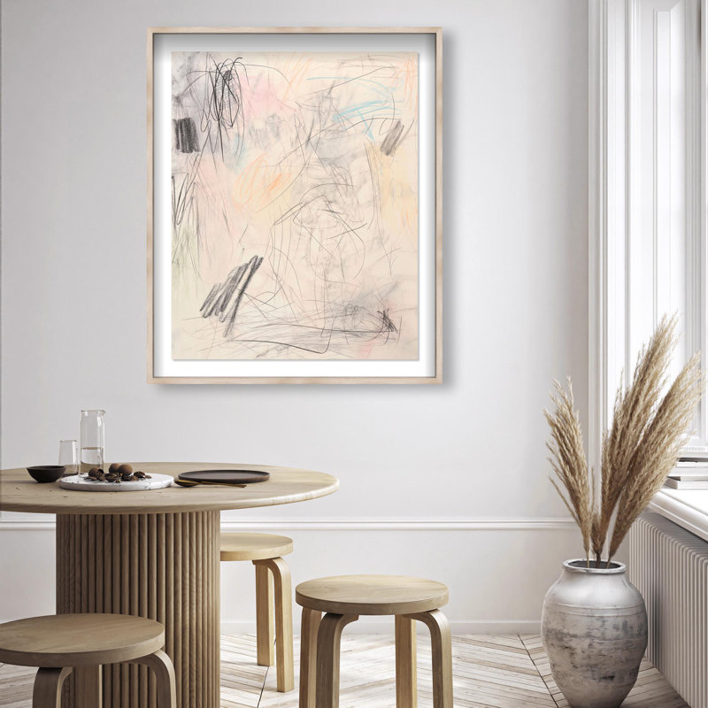 Oliver Gal Layered Scribbles II Abstract - Luxury Shadowbox Framed Wall Art, Cream, 32" H x 26" W