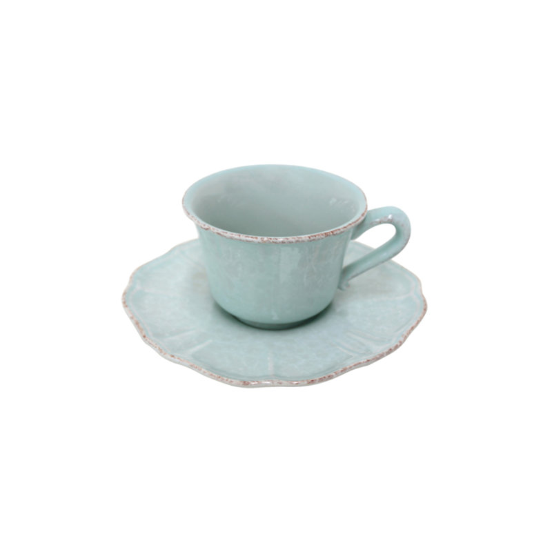 Tasse et soucoupe en grès Impressions, Bleu